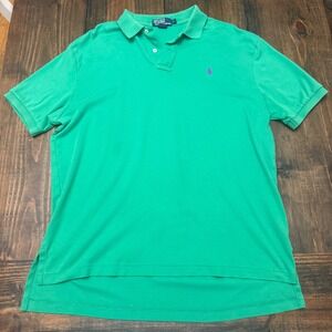 Polo‎ Ralph Lauren Green Polo Shirt Purple Pony Logo Mens Large Casual vintage
